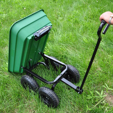 Klappbarer Gartenkippwagen mit Stahlrahmen-Luftreifen Tragt 300 lbs für Rasenreiten im Freien