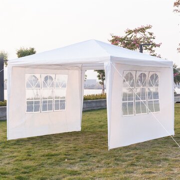 CamPing Survivals 3 x 3 m dreiseitiges wasserdichtes Zelt Tragbarer wasserdichter Sonnenschutz mit Spiral Röhren geeignet für Outdoor-Camping auf Reisen Weiß