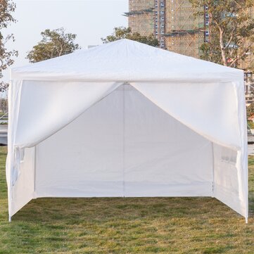 Camping Survivals 3 x 3 m vierseitiger Sonnenschutz, tragbar, Doppeltüren, Heimgebrauch, wasserdichter Zeltschutz mit Spiral Rohren, weiß