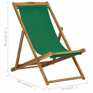 Klappbarer Strandstuhl aus massivem Teakholz Grün