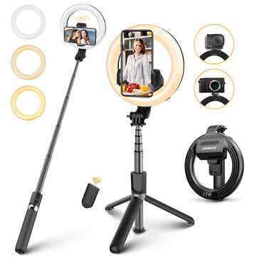 ELEGIANT EG-09 LED Ringlicht Bluetooth Selfie Stick Stativ mit Fernbedienung Beauty Fill Lampe für Gopro Action Kamera DSLR Kameras Handy für Youtube Tiktok Live Übertragung