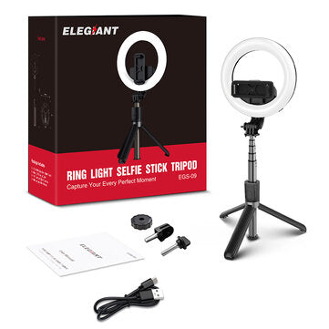 ELEGIANT EG-09 LED Ringlicht Bluetooth Selfie Stick Stativ mit Fernbedienung Beauty Fill Lampe für Gopro Action Kamera DSLR Kameras Handy für Youtube Tiktok Live Übertragung