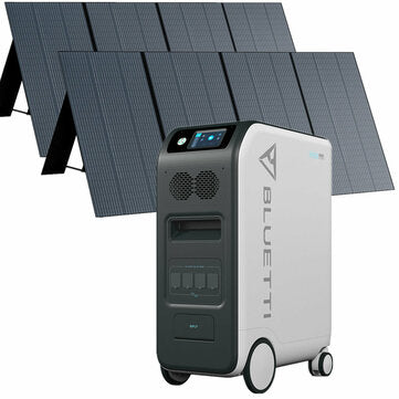 BLUETTI 2000 W Solarkraftwerk App Fernbedienung 5100 Wh Notstromversorgung mit 2 Stück 350 W Solarpanel für Einfamilienhaus