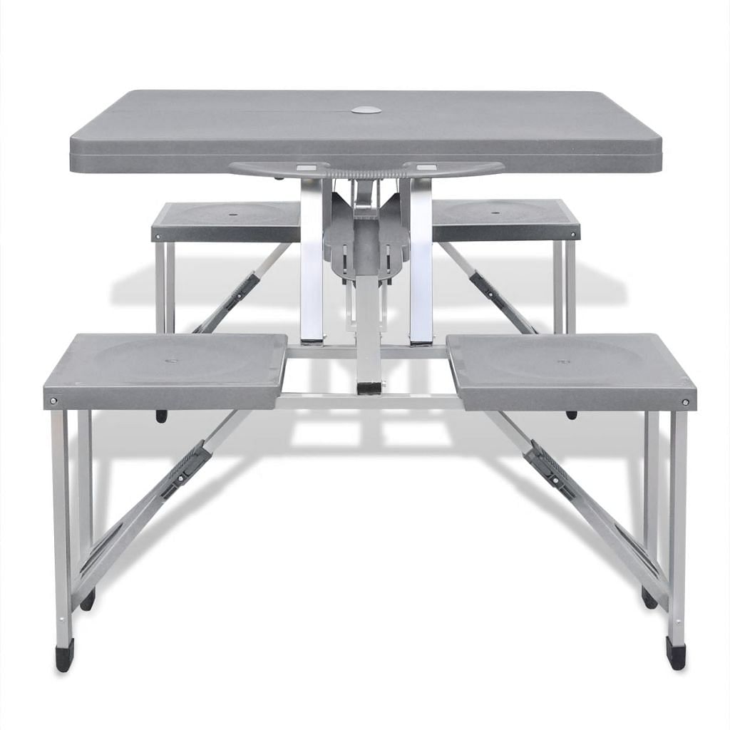 myfestivalgear.de Klappbarer Campingtisch mit 4 Sitzen extra leicht grau Festival Shop - myfestivalgear.de Campingtische