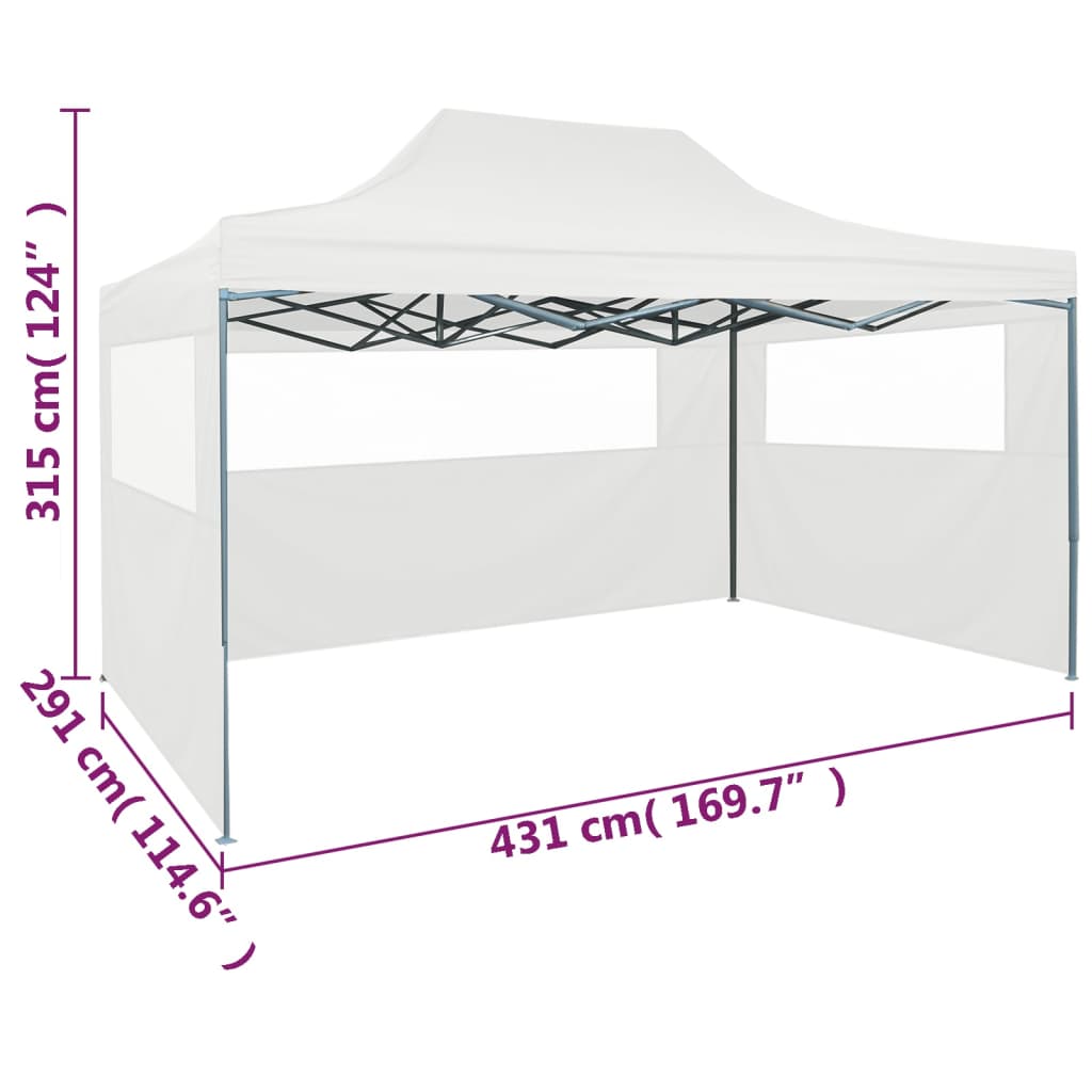 Faltbares Partyzelt mit 3 Seitenwänden 3 x 4,5 m Weiß