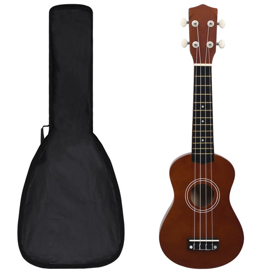 Sopran-Ukulele-Set mit Tasche für Kinder Dunkles Holz 21"