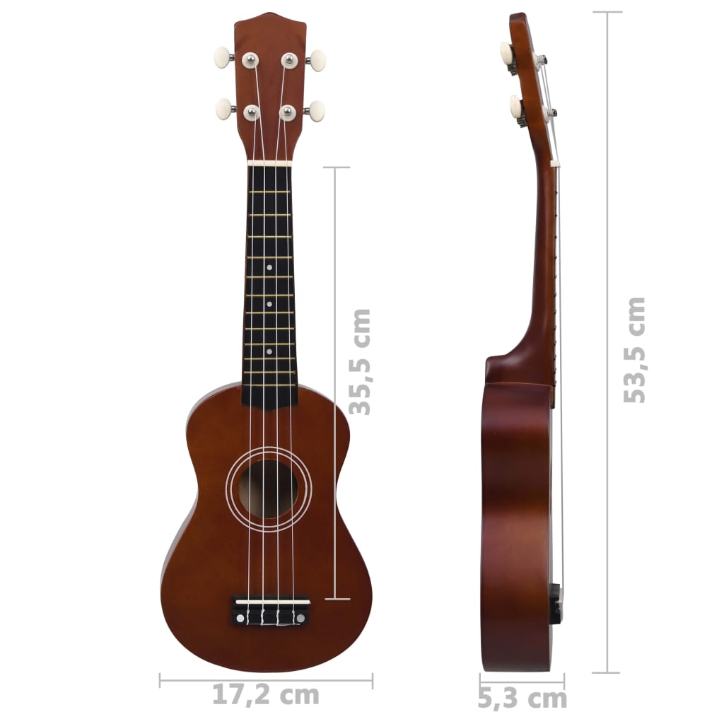 Sopran-Ukulele-Set mit Tasche für Kinder Dunkles Holz 21