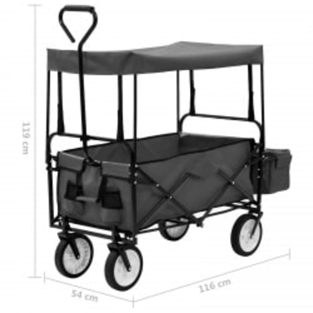 myfestivalgear.de Klappbarer Handwagen mit Sonnendach Stahl Grau Festival Shop - myfestivalgear.de Handwagen