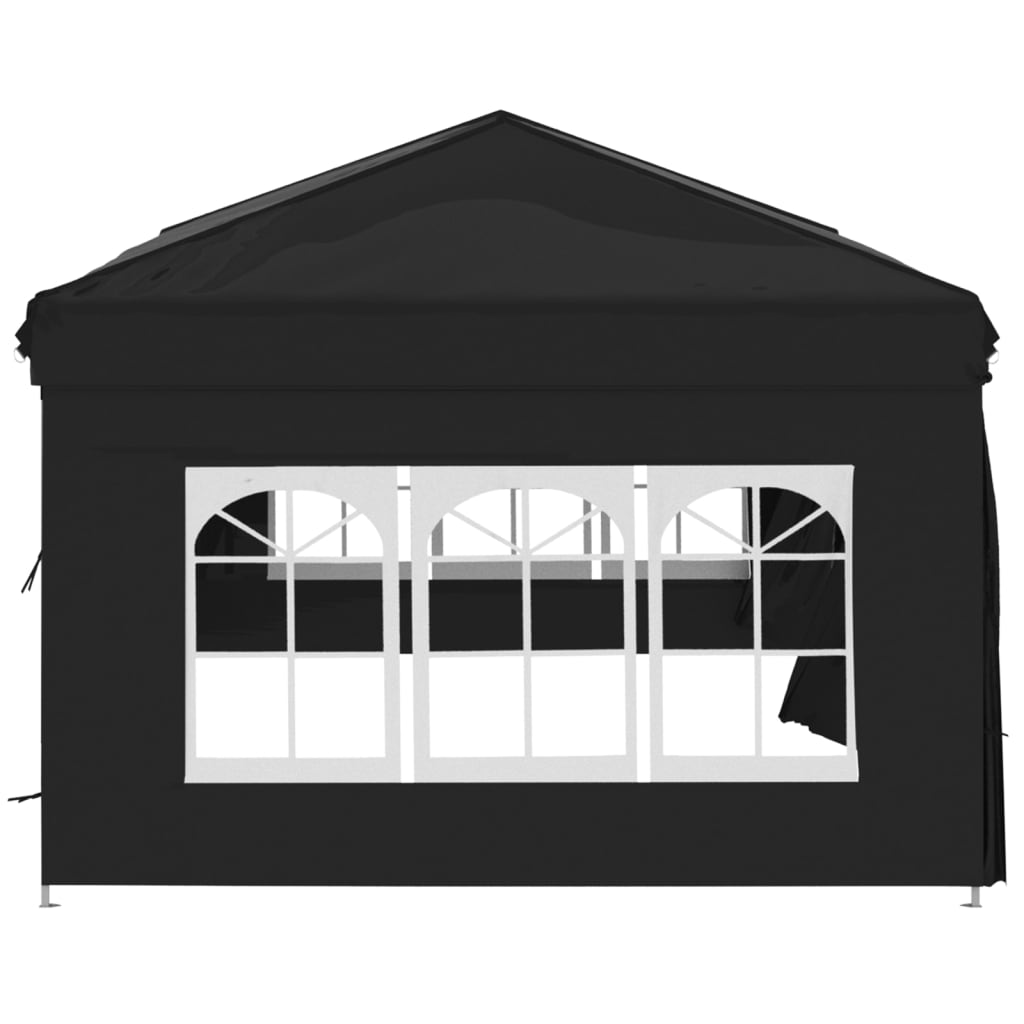 Partyzelt Faltbar mit Seitenwänden Schwarz 3x6 m