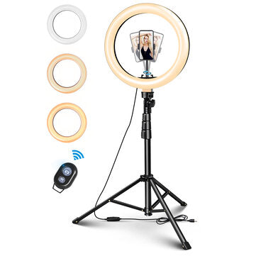 ELEGIANT EGL-06S 10 Zoll 3 Beleuchtungsmodi Helligkeitseinstellung LED Ringlicht-Stativ Live-Selfie-Halter mit Fernbedienung für YouTube Tiktok Vlog Make-up-Fotografie