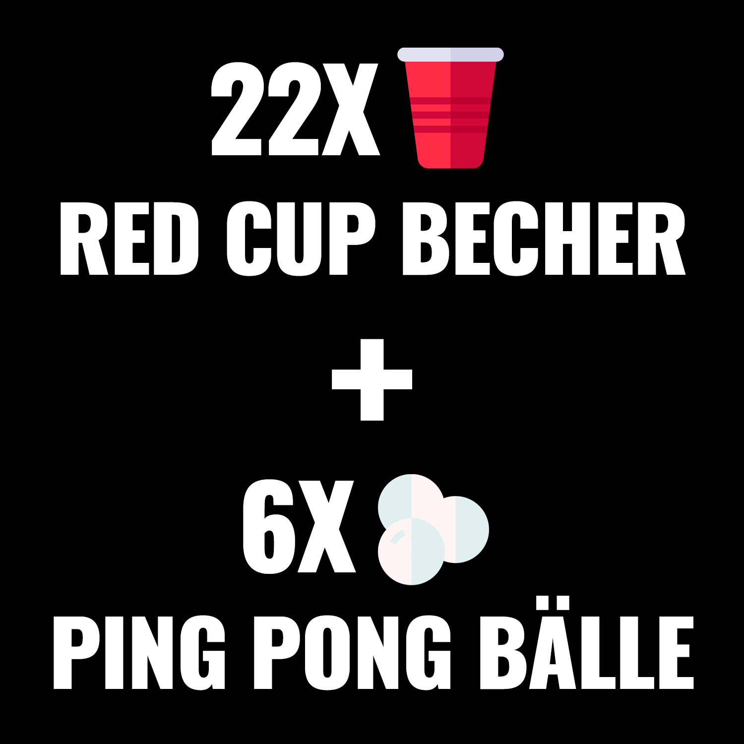 BEERPONG - Becher Set - extra stabil - Schwarz/Glitter