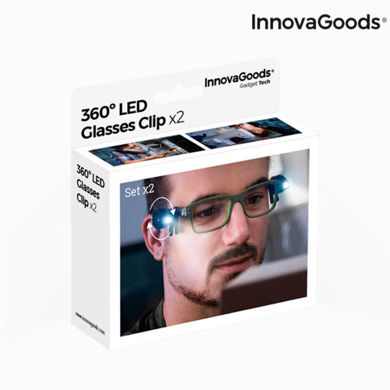 InnovaGoods 360º LED Leselicht für die Brille (2er Pack)