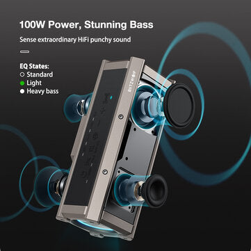 BlitzWolf® BW-WA3 100W Bluetooth-Lautsprecher Tragbare Lautsprecher Quad-Treiber Dual-Membran Tiefer Bass RGB-Licht TWS 5000mAh Drahtloser Outdoor-Lautsprecher
