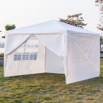 Camping Survivals 3 x 3 m vierseitiger Sonnenschutz, tragbar, Doppeltüren, Heimgebrauch, wasserdichter Zeltschutz mit Spiral Rohren, weiß