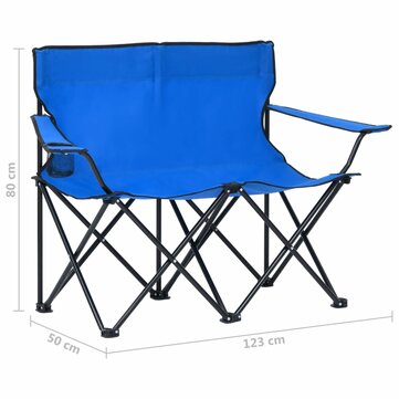 Campingstuhl 2 Personen Klappstuhl aus Stahl für Outdoor Camping Wandern Reisen Blau