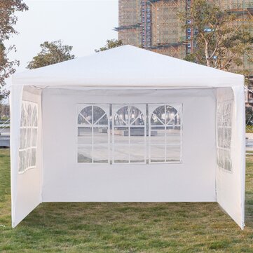 CamPing Survivals 3 x 3 m dreiseitiges wasserdichtes Zelt Tragbarer wasserdichter Sonnenschutz mit Spiral Röhren geeignet für Outdoor-Camping auf Reisen Weiß