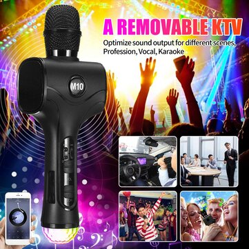 Bakeey M10 Drahtloses Bluetooth-Mikrofon 13W * 2 HIFI Stereo-Lautsprecher TF-Karte AUX-In Luminous 2600mAh Karaoke-Mikrofonrekorder KTV Singing Player