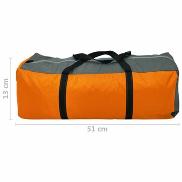Wasserdichtes Campingzelt 2 ~ 4 Personen Tunnelzelt für Camping Wandern Reisen Fiberglasstangen Grau + Orange