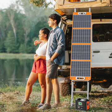 Blitzfisch 500 W tragbares Kraftwerk 540 Wh Solargenerator mit 100 W faltbarem Solarpanel Power Batterie Set für Camping im Freien